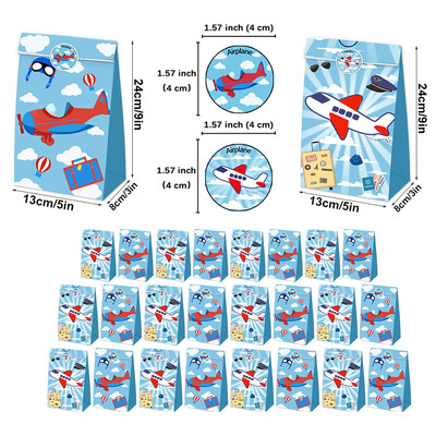 24db Rajzfilm repülőgépes ajándéktáska Repülőgépes Party Favor édességtáska pecsétmatricával Baby Shower Pilot témájú születésnapi parti dekoráció