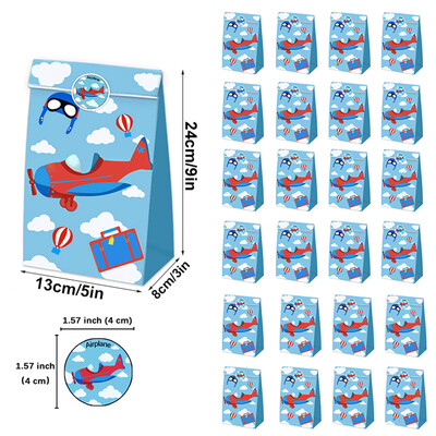24db Rajzfilm repülőgépes ajándéktáska Repülőgépes Party Favor édességtáska pecsétmatricával Baby Shower Pilot témájú születésnapi parti dekoráció