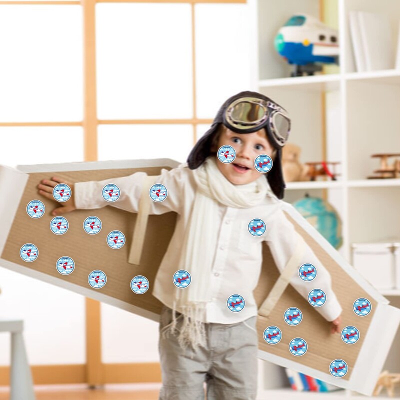 24 de bucăți de desene animate geantă cadou pentru avion, saci de bomboane pentru favoare de petrecere cu autocolant de etanșare, decorațiuni tematice pentru petrecerea de naștere pentru baby shower.