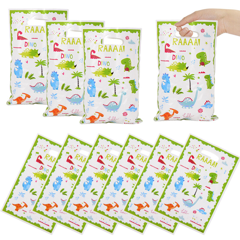 10/20/30 buc. Pungă de cadou de dinozaur pentru copii, animale din junglă, pentru decorațiuni pentru petrecerea de ziua de naștere, articole din plastic, pentru ambalaj pentru biscuiți, bomboane