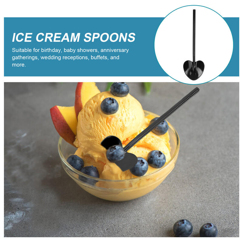 100 buc. Linguriță de mousse pentru petrecere linguri de desert din plastic, mâner lung, mic, negru, iaurt