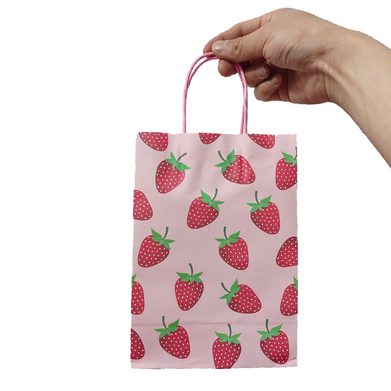 6 bucăți pungi cadou cu căpșuni nuntă ziua de naștere geantă cadou pentru baby shower copii fete tema căpșuni Decorare pentru petrecerea de naștere geantă de favoruri