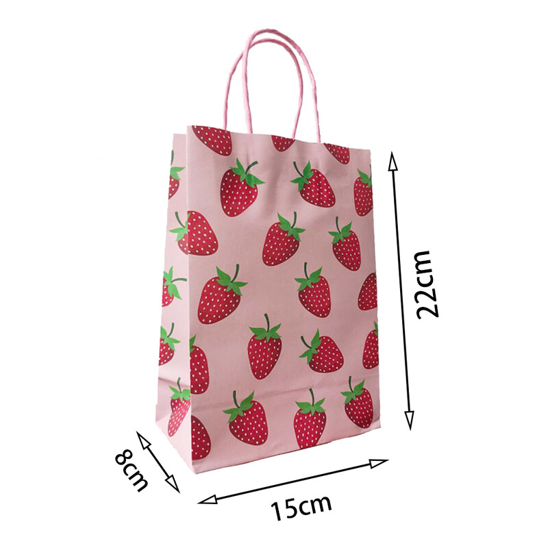 6 bucăți pungi cadou cu căpșuni nuntă ziua de naștere geantă cadou pentru baby shower copii fete tema căpșuni Decorare pentru petrecerea de naștere geantă de favoruri