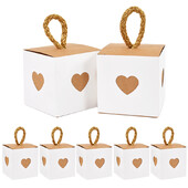 10/20 τμχ Κουτιά δώρου Mini White & Brown Heart Μπομπονιέρες γάμου Χάρτινα μπισκότα σοκολάτας καραμέλες Κουτιά συσκευασίας Προμήθειες για πάρτι γενεθλίων