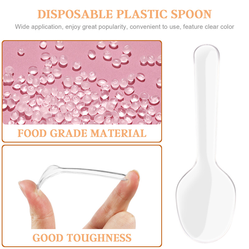 200 buc linguri de plastic lingurita transparenta budinca pentru prajituri desert inghetata de unica folosinta