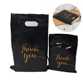 50PCS Μαύρη τσάντα συσκευασίας δώρου με λαβή με μοτίβο ευγνωμοσύνης Πλαστική τσάντα δώρου για καθημερινές αγορές Φεστιβάλ πάρτι
