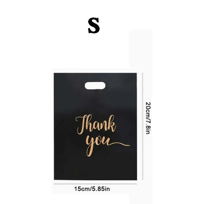 50PCS Μαύρη τσάντα συσκευασίας δώρου με λαβή με μοτίβο ευγνωμοσύνης Πλαστική τσάντα δώρου για καθημερινές αγορές Φεστιβάλ πάρτι