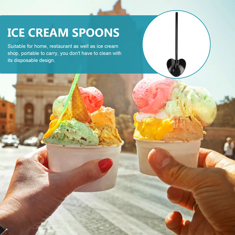 100 vnt. putėsių šaukštas Deserto šaukštai Puikiai apdirbti maži plastikiniai vasaros vakarėlių reikmenys Ledai Jogurtas Praktiškas