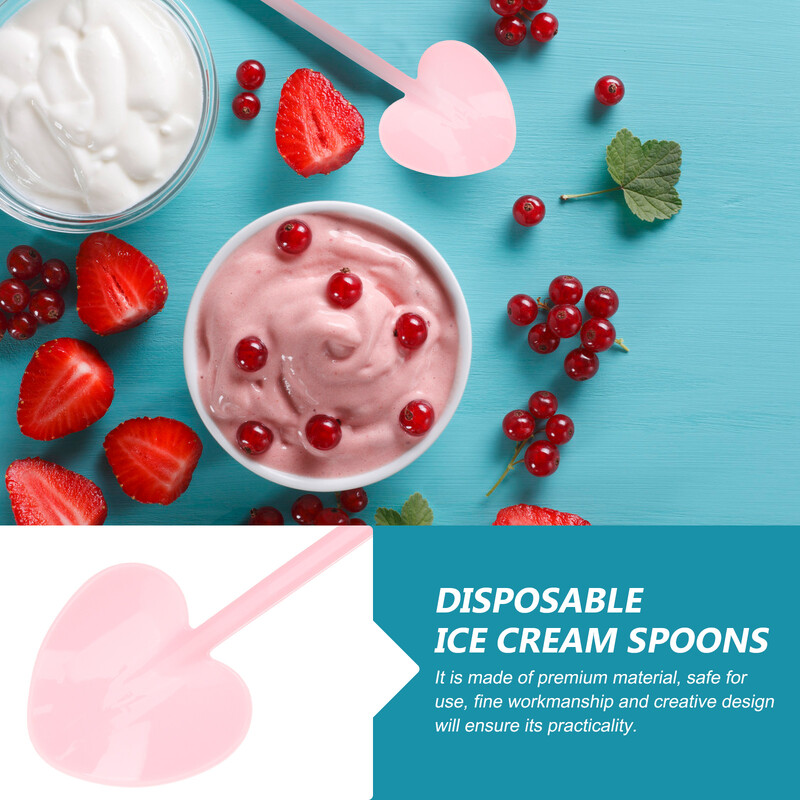 100 vnt. putėsių šaukštas Deserto šaukštai Puikiai apdirbti maži plastikiniai vasaros vakarėlių reikmenys Ledai Jogurtas Praktiškas
