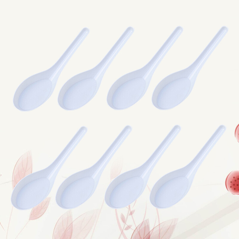 50vnt Namų virtuvė skaidraus plastiko vienkartiniai sriubos šaukštai azijietiški sriubos šaukštai (balti) vienkartiniai šaukštai virtuviniai šaukštai