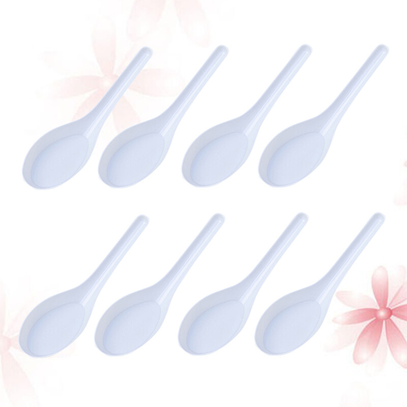 50vnt Namų virtuvė skaidraus plastiko vienkartiniai sriubos šaukštai azijietiški sriubos šaukštai (balti) vienkartiniai šaukštai virtuviniai šaukštai