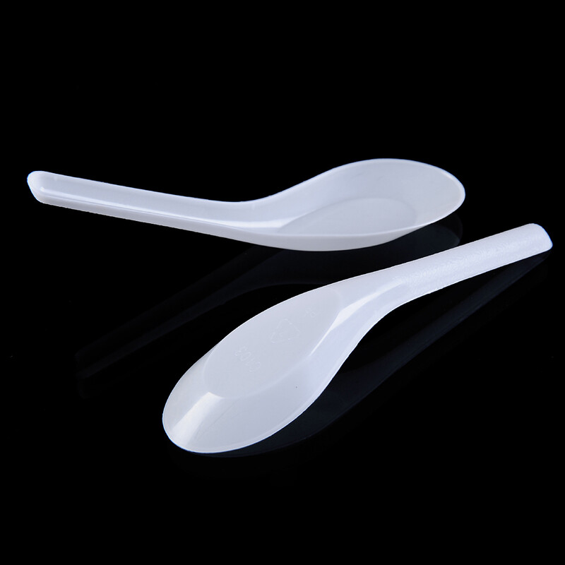 50vnt Namų virtuvė skaidraus plastiko vienkartiniai sriubos šaukštai azijietiški sriubos šaukštai (balti) vienkartiniai šaukštai virtuviniai šaukštai