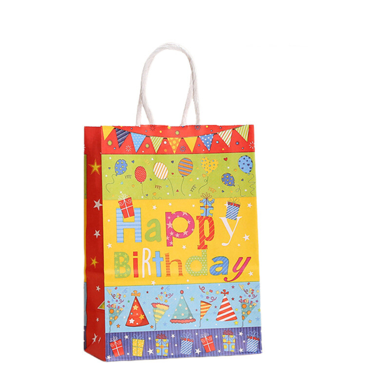 6 bucăți de hârtie pentru cadouri de la mulți ani, pungi de ambalare pentru cadouri cu baloane, tort, pungă de bomboane, geantă de cumpărături pentru baby shower, decorațiuni pentru petrecerea de naștere pentru copii