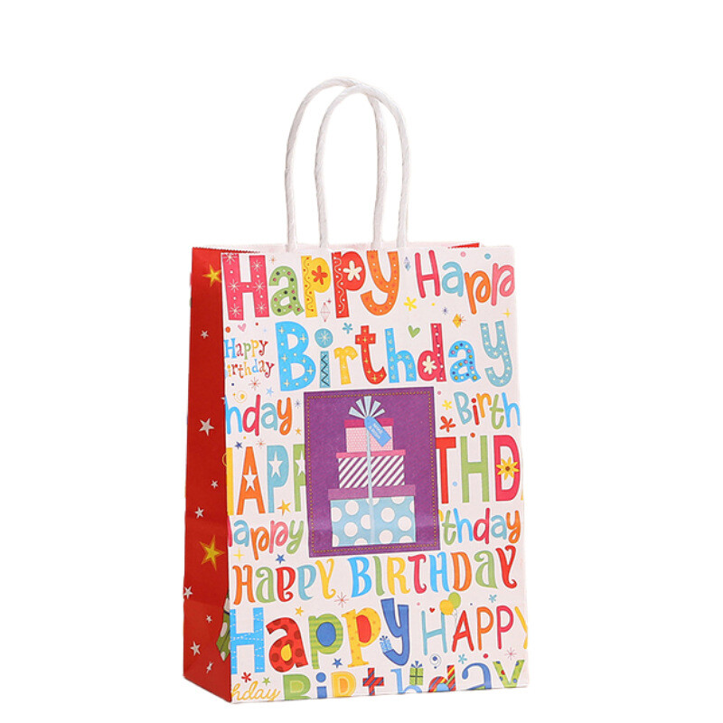 6 bucăți de hârtie pentru cadouri de la mulți ani, pungi de ambalare pentru cadouri cu baloane, tort, pungă de bomboane, geantă de cumpărături pentru baby shower, decorațiuni pentru petrecerea de naștere pentru copii