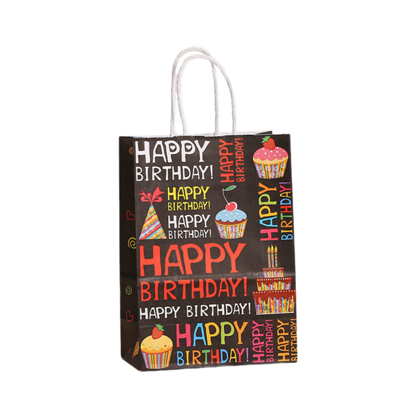 6 bucăți de hârtie pentru cadouri de la mulți ani, pungi de ambalare pentru cadouri cu baloane, tort, pungă de bomboane, geantă de cumpărături pentru baby shower, decorațiuni pentru petrecerea de naștere pentru copii