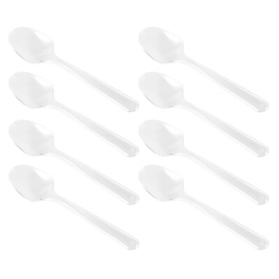 100 vnt. skaidrūs plastikiniai šaukštai Vienkartiniai stalo reikmenų šaukštai ledams desertui užkandžiui skaidrūs šaukštai