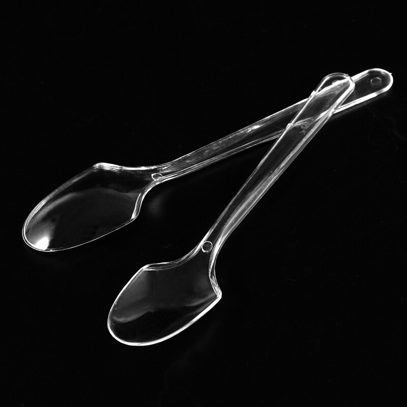 100 vnt. skaidrūs plastikiniai šaukštai Vienkartiniai stalo reikmenų šaukštai ledams desertui užkandžiui skaidrūs šaukštai