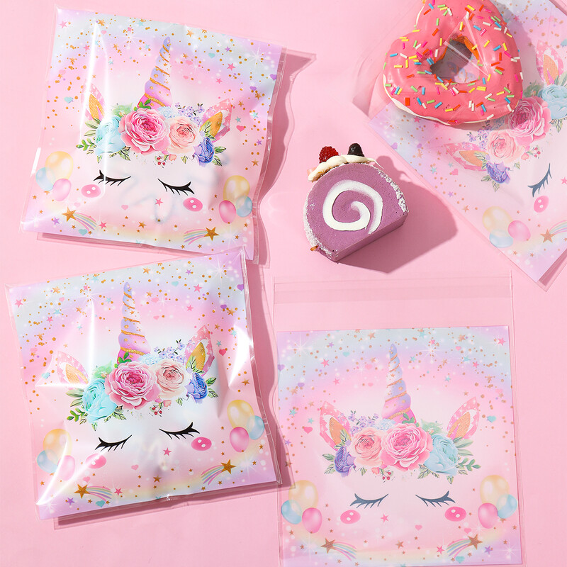 50 de bucăți pungă cadou pentru petrecere cu unicorn Decor pentru petrecerea de aniversare Saci de ambalare pentru bomboane, pentru baby shower, pentru copii