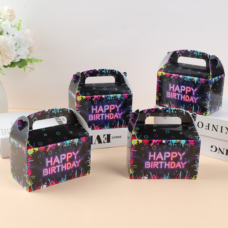 4 bucăți cutii de bomboane fluorescente bomboane fluorescente cutie cadou luminoasă la mulți ani pentru decorațiuni de petrecere de aniversare pentru fete băieți