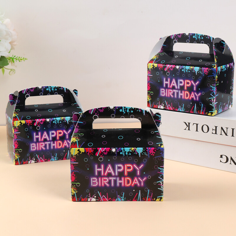 4 bucăți cutii de bomboane fluorescente bomboane fluorescente cutie cadou luminoasă la mulți ani pentru decorațiuni de petrecere de aniversare pentru fete băieți