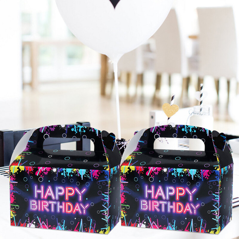 4 bucăți cutii de bomboane fluorescente bomboane fluorescente cutie cadou luminoasă la mulți ani pentru decorațiuni de petrecere de aniversare pentru fete băieți