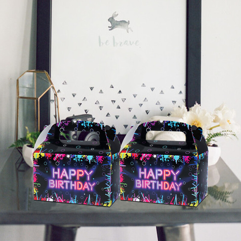 4 bucăți cutii de bomboane fluorescente bomboane fluorescente cutie cadou luminoasă la mulți ani pentru decorațiuni de petrecere de aniversare pentru fete băieți