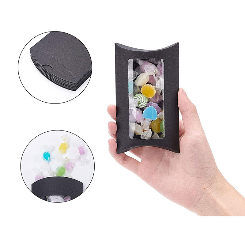 10/20/30/50/buc Cutie de bomboane în formă de pernă cu fereastră, nuntă, hârtie kraft de Crăciun, cutii de ambalare pentru cadou, consumabile pentru petrecerea de naștere