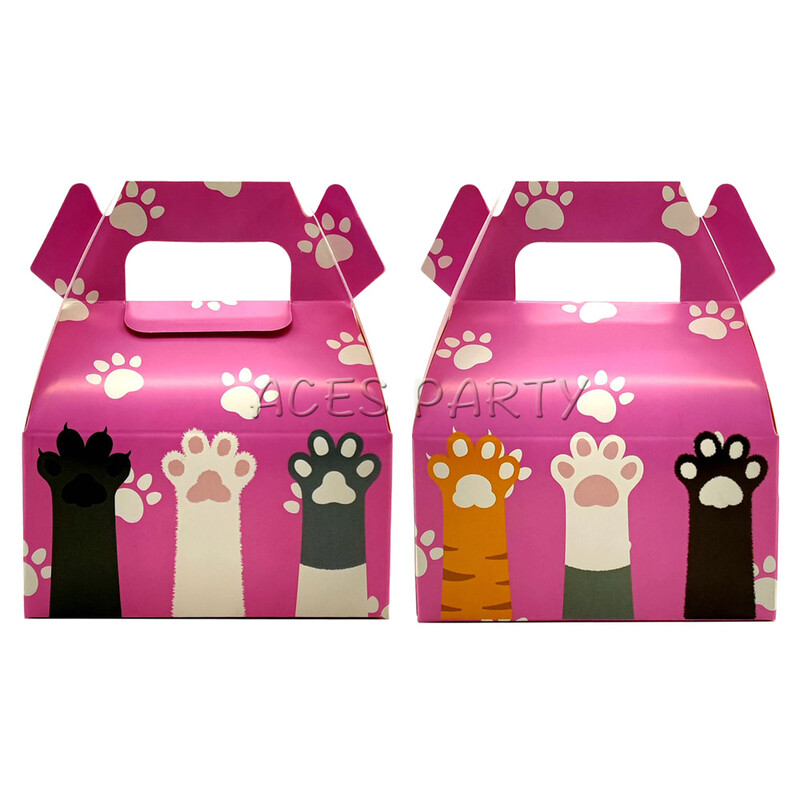 8 buc cutie de bomboane pentru animale de companie amprenta pisicii laba roz tema fete copii petrecere de naștere baby shower cadou decorare consumabile de favoare