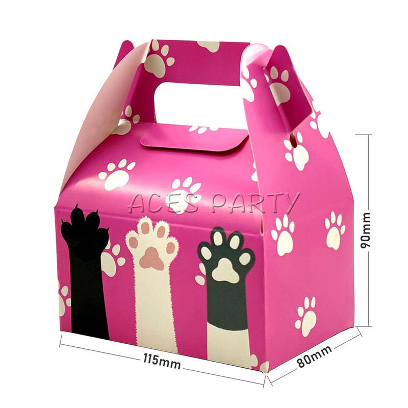 8 buc cutie de bomboane pentru animale de companie amprenta pisicii laba roz tema fete copii petrecere de naștere baby shower cadou decorare consumabile de favoare