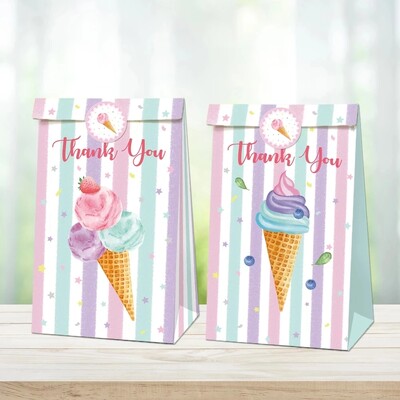 12 τεμάχια/σετ Καλοκαιρινό γλυκό παγωτό Ice Lolly με θέμα το πάρτι Χάρτινες τσάντες Μπομπονιέρα Μπομπονιέρα Γενέθλια Τσάντες δώρου Baby Shower