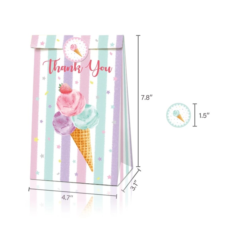 12 bucăți/set Înghețată dulce de vară, acadele cu gheață, saci de hârtie pentru petreceri, cutie de bomboane, pungi de cadou pentru tort, produse pentru favoare pentru ziua de naștere.