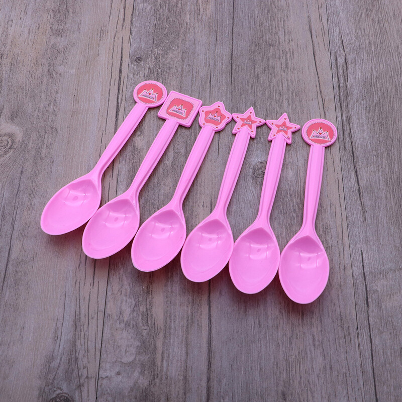 1 pakelis vaikiškų šaukštų tortui gimtadienio vakarėliui stalo reikmenys Tortų karnavalinė karūnėlė šaukštai vaikiški šaukštai