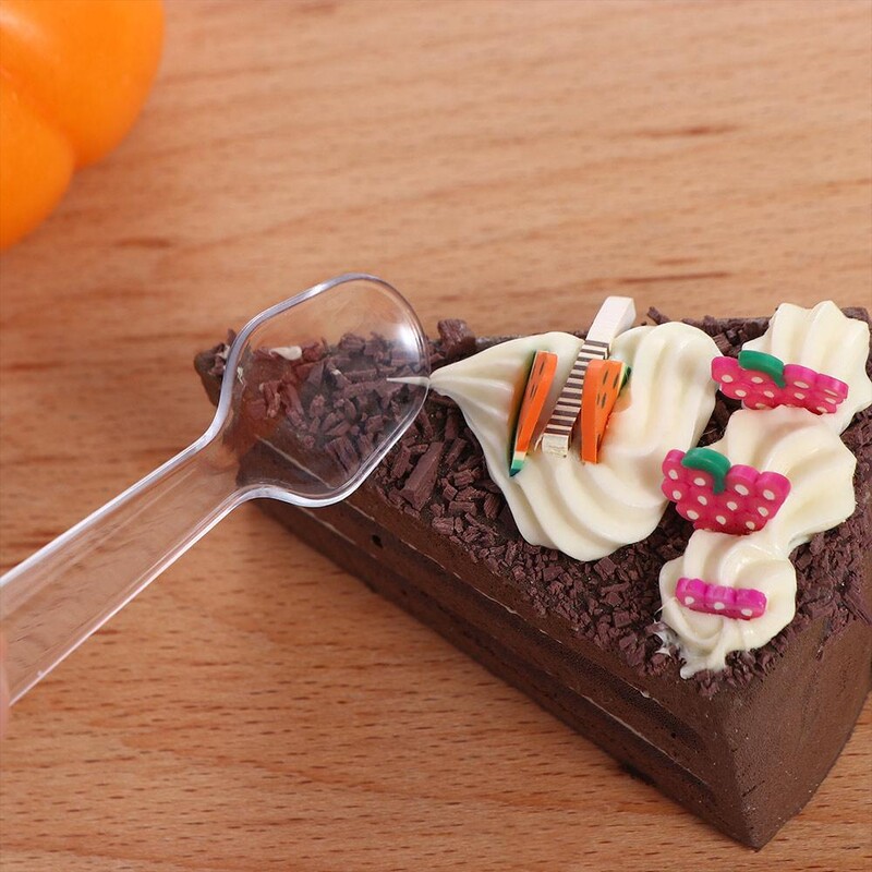 100 vnt Mini plastikiniai vienkartiniai skaidraus plastiko šaukštai 7,5*2 cm skaidrūs vienkartiniai stalo reikmenų šaukštai tirština ledus