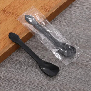 100 vnt. vienkartiniai šaukštai plastikiniai PP, ekologiški, supakuoti atskirai supakuoti ledų plastikiniai šaukštai vienkartiniai