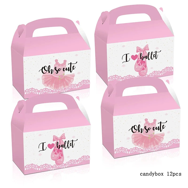 12 bucăți/lot pantofi de balet minunati cutie de bomboane fustă de balet cutie cadou lebădă cutie portabilă de biscuiți pentru lebădă de balet articole pentru petrecerea de naștere