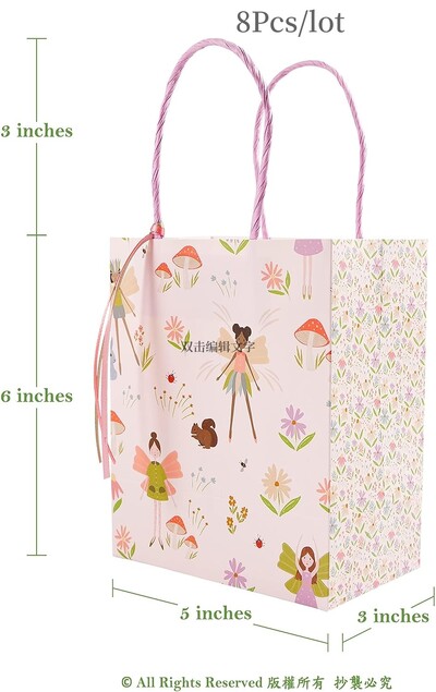 8 db Woodland Fairy ajándéktáska szalagdíszítéssel lányoknak Születésnapi parti ajándéktáska Baby Shower Fairies Favor Bag Rózsaszín dobozok
