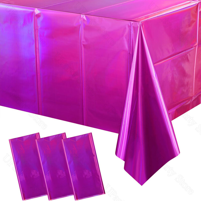 Fețe de masă irisate, auriu strălucitor, roz fierbinte, cu laser, argintiu, husă de masă holografică de unică folosință pentru decorarea petrecerii de aniversare de Crăciun