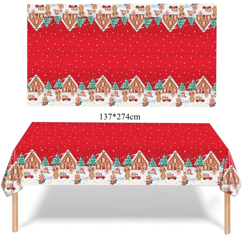 Față de masă din plastic de Crăciun 1 bucată carton Moș Crăciun/om de zăpadă husă de masă de unică folosință pentru decorarea mesei de petrecere de Crăciun accesorii pentru casă