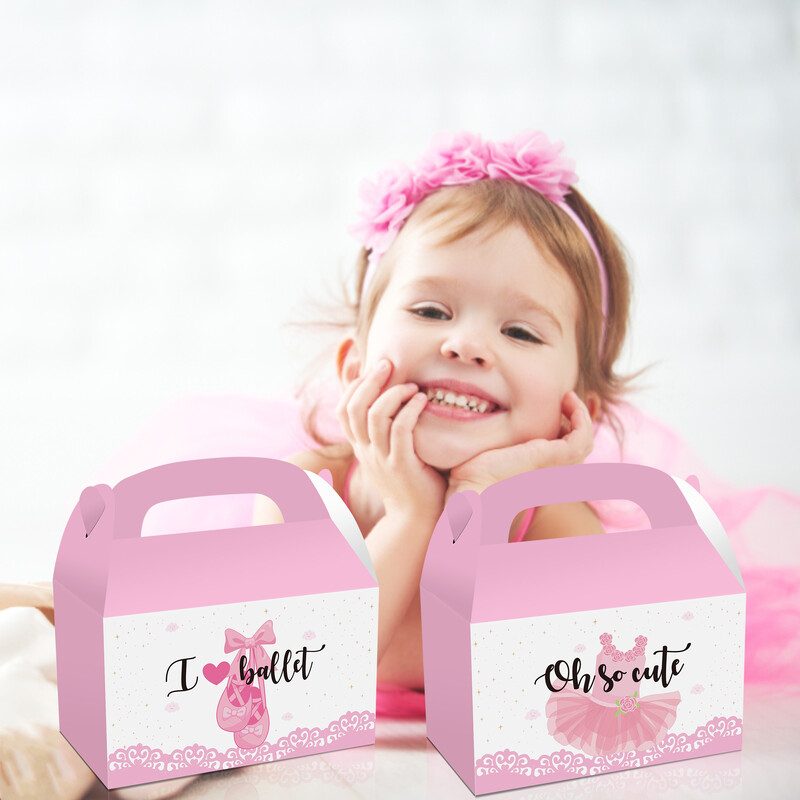 DD140 4 bucăți fete dulci balet dansatoare fete cutie de favoruri petrecere ziua de naștere ambalare bomboane pungă cadou Baby Shower decorațiuni pentru petrecere