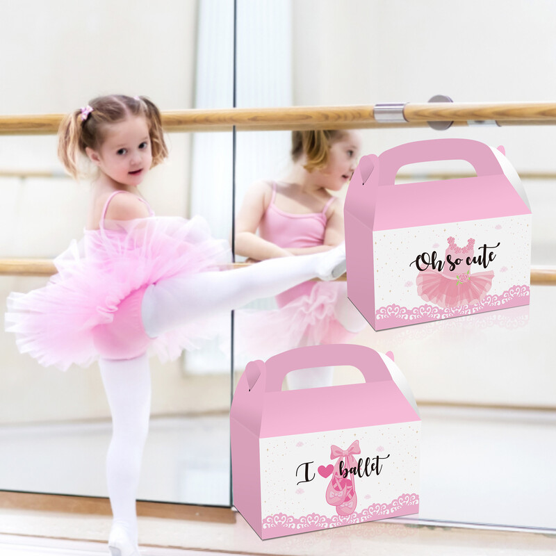 DD140 4 bucăți fete dulci balet dansatoare fete cutie de favoruri petrecere ziua de naștere ambalare bomboane pungă cadou Baby Shower decorațiuni pentru petrecere