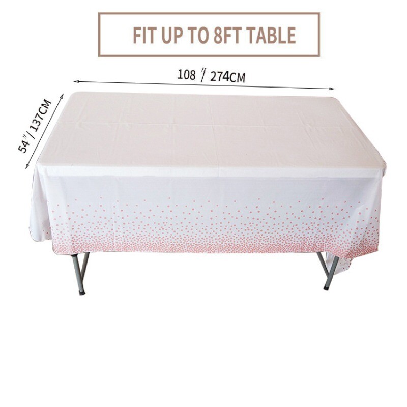 Față de masă aurita cu puncte de aur trandafir 137*274cm Față de masă de unică folosință Accesorii pentru petrecerea de aniversare pentru copii Baby Shower Nunta Home Decor
