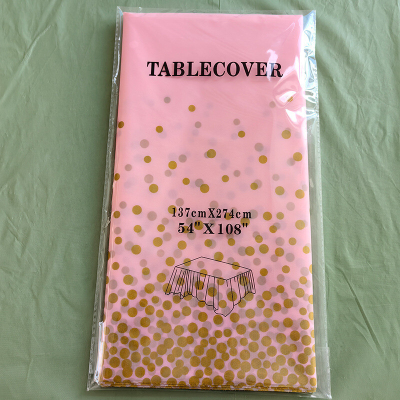 Față de masă aurita cu puncte de aur trandafir 137*274cm Față de masă de unică folosință Accesorii pentru petrecerea de aniversare pentru copii Baby Shower Nunta Home Decor