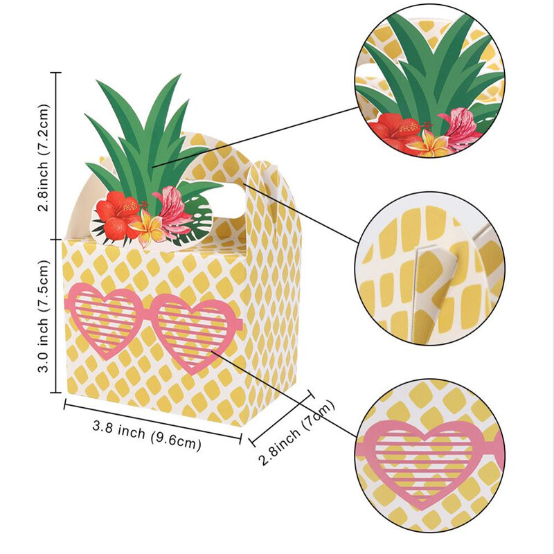 24 buc cutii cadou de bomboane pentru favoare de ananas pentru petrecerea tropicală hawaiană, petrecere cu fructe la grătar Luau, consumabile pentru petrecerea de nuntă pe plajă de vară