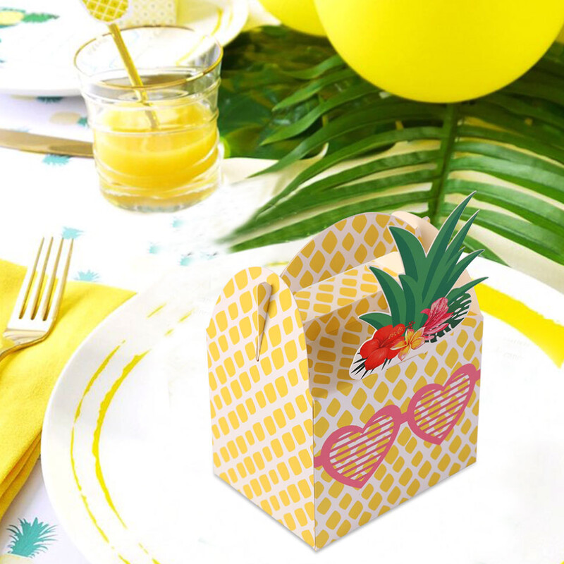 24 buc cutii cadou de bomboane pentru favoare de ananas pentru petrecerea tropicală hawaiană, petrecere cu fructe la grătar Luau, consumabile pentru petrecerea de nuntă pe plajă de vară