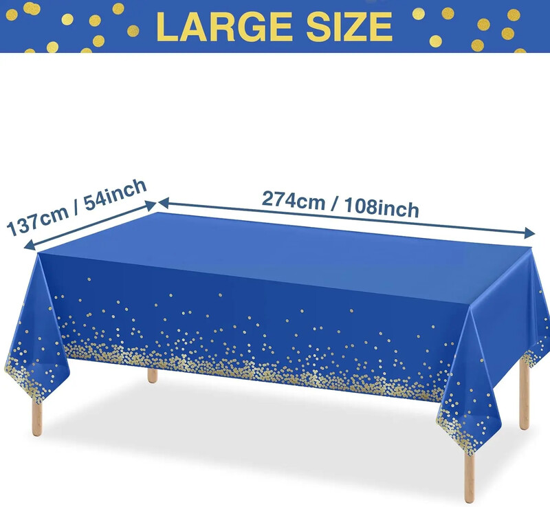 1 bucată Față de masă din plastic albastru bleumarin Fețe de masă de unică folosință cu puncte aurii albastre pentru băiat, albastru, decorațiuni pentru acoperirea de masă pentru petrecerea de absolvire