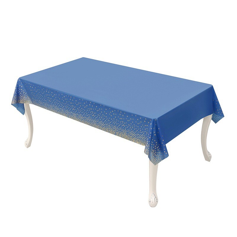 1 bucată Față de masă din plastic albastru bleumarin Fețe de masă de unică folosință cu puncte aurii albastre pentru băiat, albastru, decorațiuni pentru acoperirea de masă pentru petrecerea de absolvire