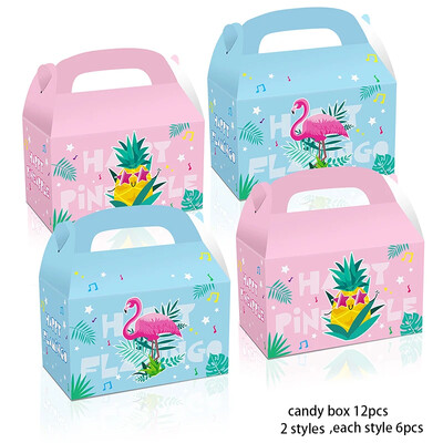 12 τμχ/παρτίδα Lovely Flamingo κουτί ζαχαρωτών Ανανά κουτί δώρου Pineapple Flamingo Φορητό κουτί μπισκότων για καλοκαιρινά γενέθλια προμήθειες