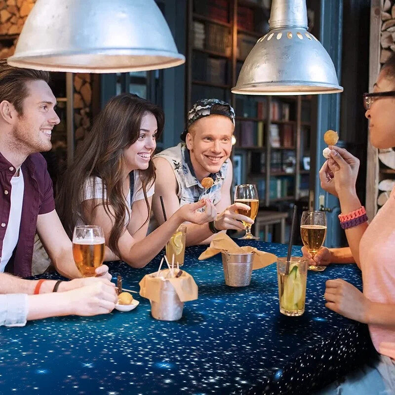 Față de masă de unică folosință 137x274cm PVEA Sky Space Astronaut Ziua de Naștere Față de masă dreptunghiulară Copii Baby Shower Decoratiuni pentru petrecere