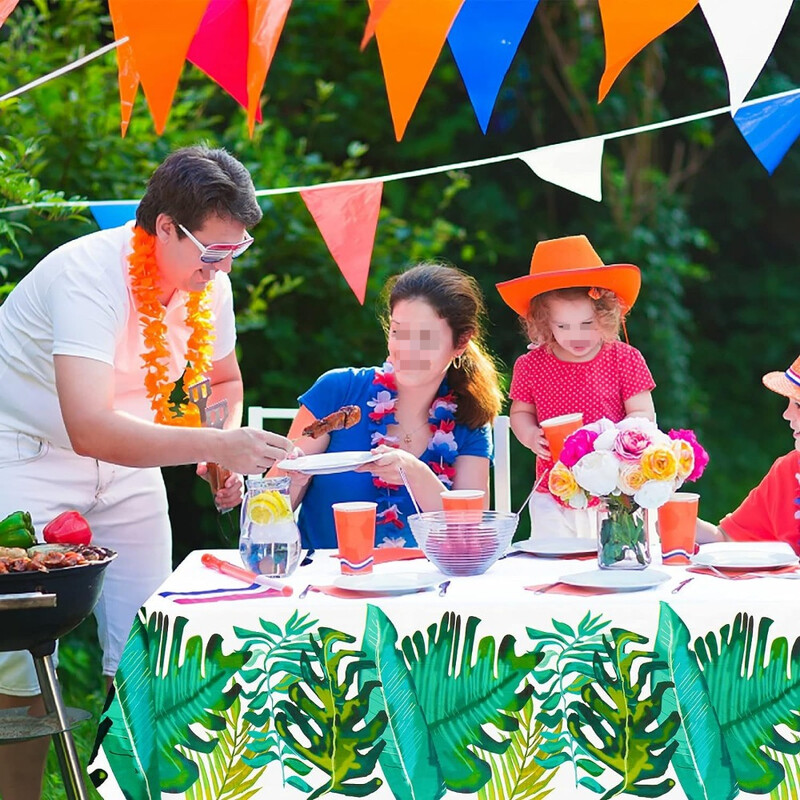 Decor pentru petrecere hawaiană, frunze de palmier, față de masă de unică folosință, acoperire de masă, provizii pentru plajă de vară tropicală, decor pentru petrecerea de naștere