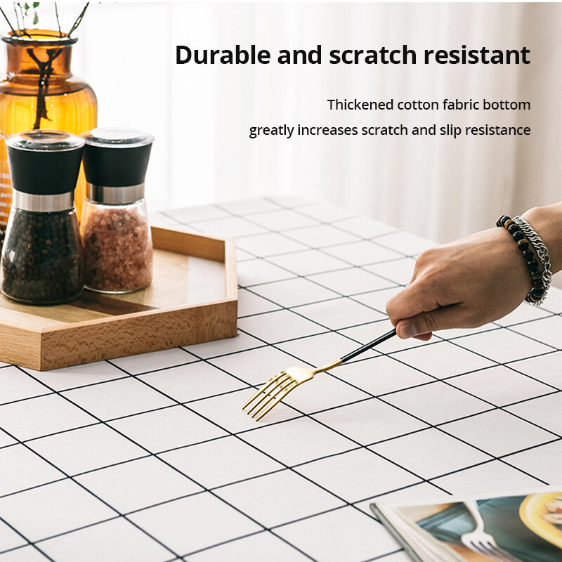 1 bucată 137X90CM PEVA alb și negru Față de masă rezistentă la ulei Față de masă cu model în carouri Husă de masă pentru petrecere Picnic în aer liber